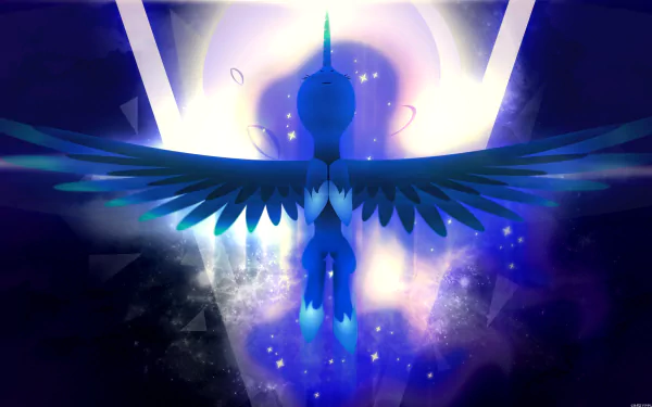 A vibrant HD wallpaper featuring Princess Luna from My Little Pony: Friendship Is Magic, showcasing her majestic wings against a cosmic background.