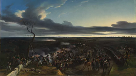 4K Ultra HD military battle scene wallpaper depicting an intense historical battlefield with soldiers clashing under a dramatic sky.