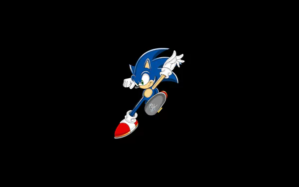 HD PC desktop wallpaper featuring Sonic the Hedgehog in an action pose against a black background from the video game series.