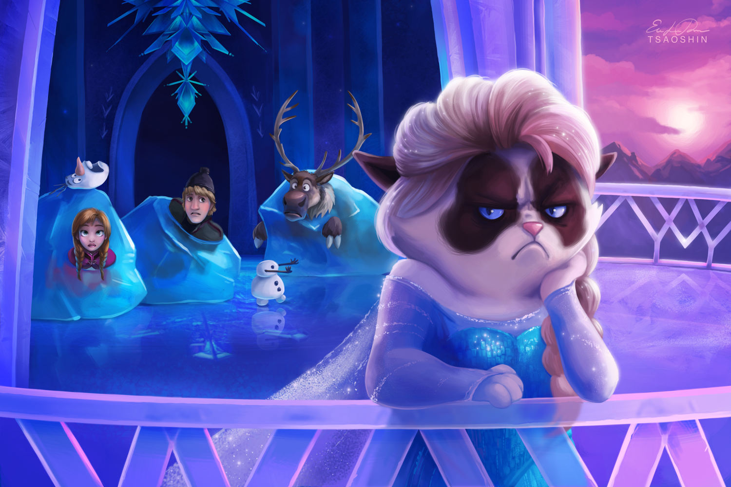 Grumpy Cat as Elsa in Frozen by Eric Proctor