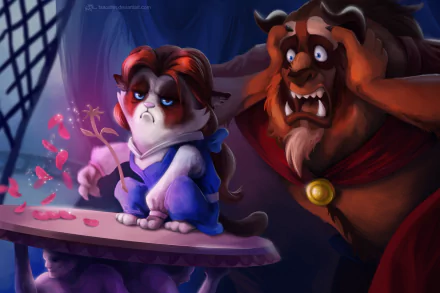 Beast (Beauty and the Beast) grumpy cat funny movie HD Desktop Wallpaper | Background Image
