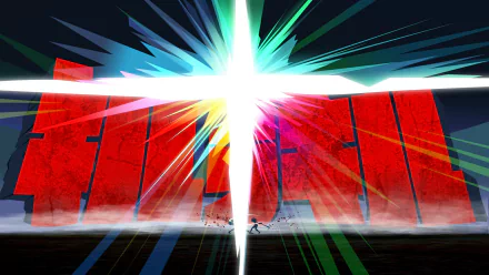 HD anime desktop wallpaper featuring a dynamic, vibrant burst of light over the bold, red Kill La Kill title from the series.