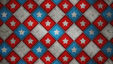 HD desktop wallpaper featuring a textured red, white, and blue diamond pattern with stars, commemorating Memorial Day holiday.