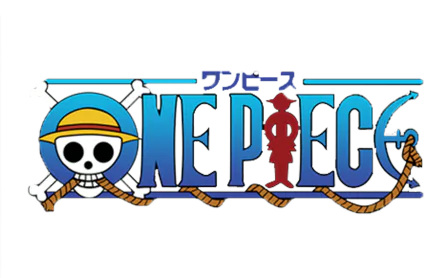 HD desktop wallpaper featuring the One Piece logo with a straw hat-wearing skull and crossbones, alongside Japanese text and a silhouette of a character.