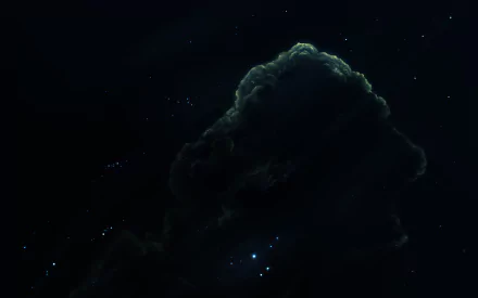 8K Ultra HD Sci-Fi desktop wallpaper featuring a dark space nebula with blue and green hues against a starry background.