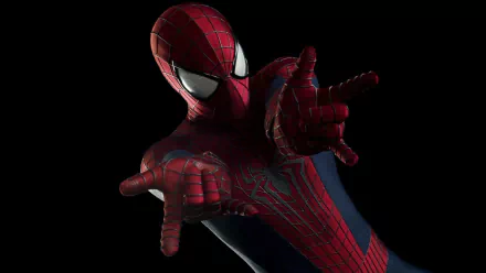 HD wallpaper of Spider-Man in action from The Amazing Spider-Man 2, featuring a dynamic pose against a black background.