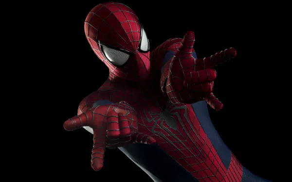 HD wallpaper of Spider-Man in action from The Amazing Spider-Man 2, featuring a dynamic pose against a black background.