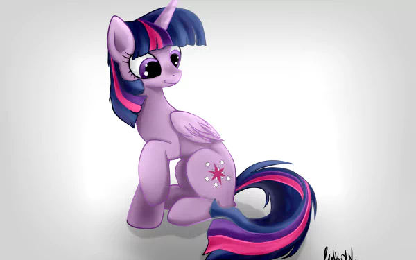 Twilight Sparkle from the TV show My Little Pony: Friendship Is Magic — purple unicorn with star cutie mark on a soft gradient, 4K Ultra HD PC desktop wallpaper.