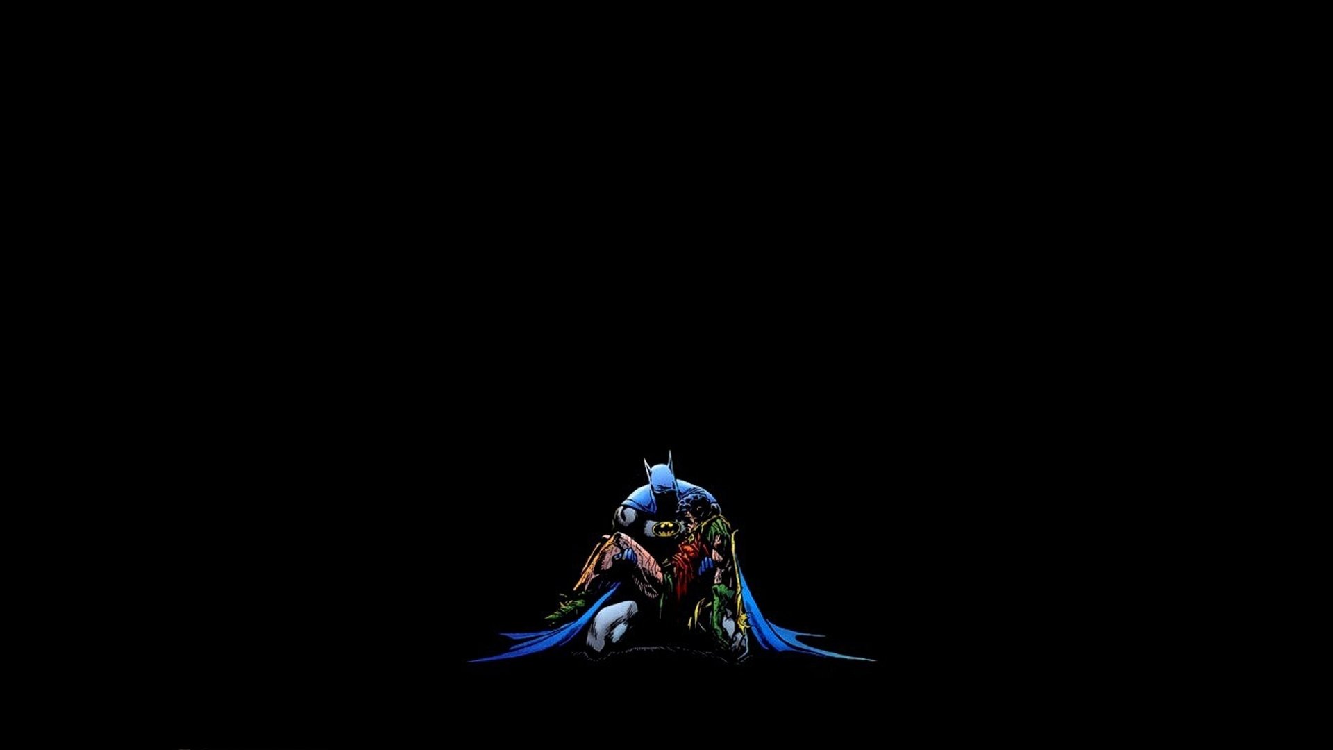 A dramatic scene from Batman: A Death in the Family featuring Batman cradling Jason Todd, the second Robin, against a dark backdrop, capturing the emotional impact of their story.