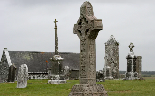 architecture cemetery monastery cross Ireland Clonmacnoise religious Clonmacnoise Monastery HD Desktop Wallpaper | Background Image