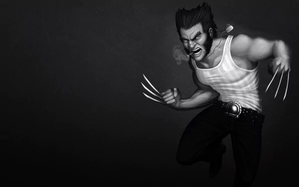 A striking HD desktop wallpaper featuring Wolverine from the comics, showcasing the character with his iconic claws in an intense pose against a dark background.