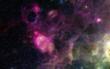 A vibrant sci-fi galaxy scene filled with colorful nebulae and twinkling stars, creating a captivating HD wallpaper for your desktop background.