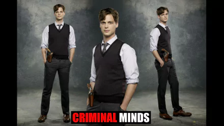 A stylish HD desktop wallpaper featuring a character from the TV show Criminal Minds, showcasing a confident pose in a sleek outfit with a sidearm.