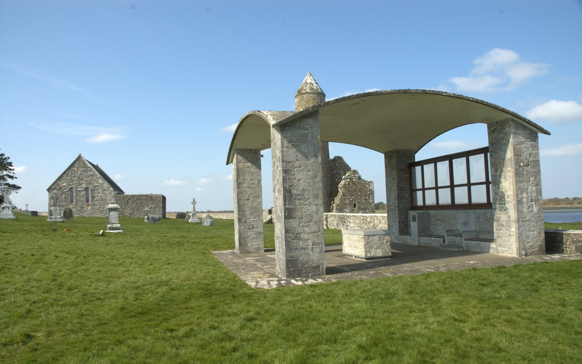 Download Monastery Cross Ireland Clonmacnoise Religious Clonmacnoise Monastery HD Wallpaper