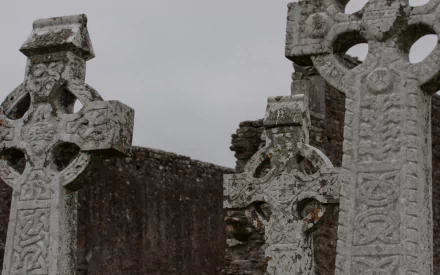 monastery cross Ireland Clonmacnoise religious Clonmacnoise Monastery HD Desktop Wallpaper | Background Image
