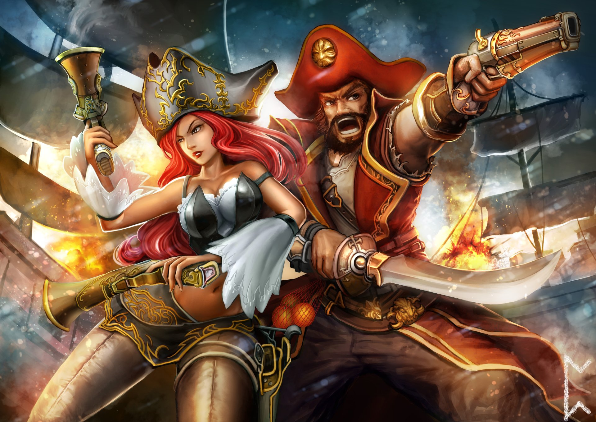 Epic League of Legends: Gangplank & Miss Fortune 4K Ultra HD Wallpaper by Asher Winter Kidd