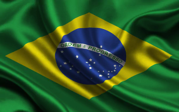 HD desktop wallpaper featuring the flag of Brazil, displaying vibrant green and yellow colors with a blue globe and stars, representing the nation's identity and values.