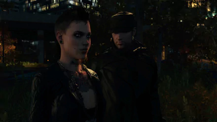 HD PC desktop wallpaper featuring Aiden Pearce from the video game Watch Dogs, set against a dark, urban nighttime backdrop.