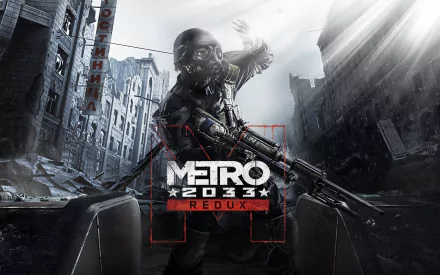 A striking HD wallpaper for Metro 2033 Redux featuring a soldier in a desolate urban landscape, showcasing the game's post-apocalyptic atmosphere and intense action.