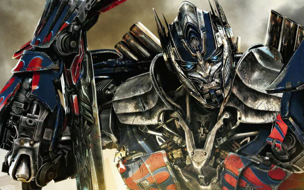 HD desktop wallpaper featuring Optimus Prime from Transformers: Age of Extinction, depicted in vivid detail against a dynamic backdrop.