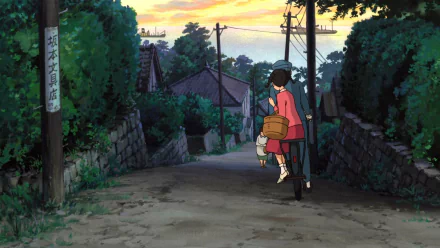 HD desktop wallpaper from From Up On Poppy Hill featuring a character walking down a twilight street.