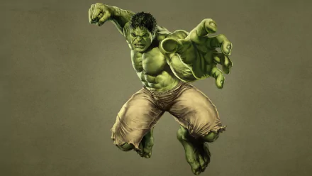 HD desktop wallpaper featuring the Hulk from the comics, depicted in a dynamic pose with a clenched fist, ready for action, set against a muted background.