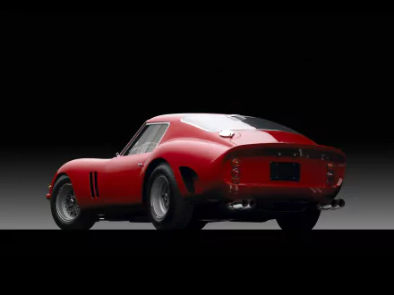 Red Ferrari 250 GTO, rear three-quarter view on a dark gradient — HD PC desktop wallpaper and vehicle background.