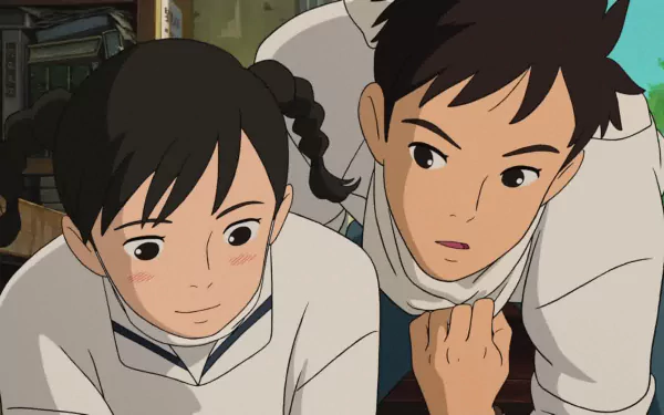 HD wallpaper featuring characters from 'From Up On Poppy Hill' with a detailed animated background.
