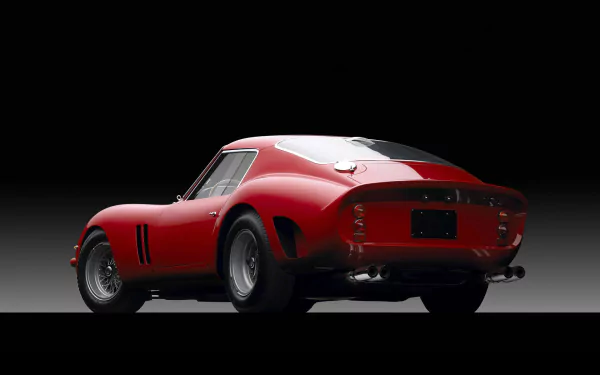 Red Ferrari 250 GTO, rear three-quarter view on a dark gradient — HD PC desktop wallpaper and vehicle background.