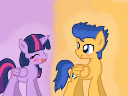 HD desktop wallpaper featuring Flash Sentry and Twilight Sparkle from My Little Pony: Friendship Is Magic, captured in a cheerful moment from the TV show.
