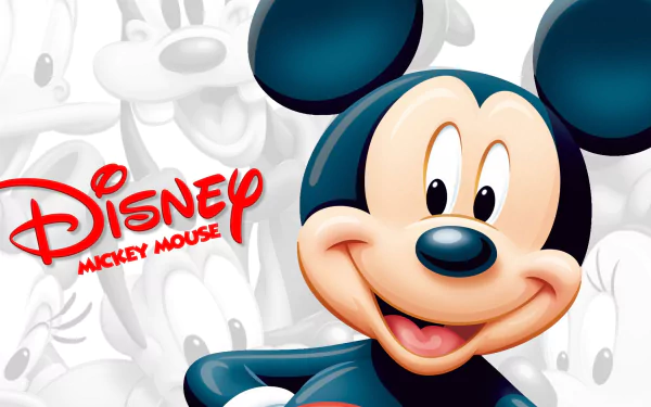 A vibrant HD wallpaper featuring Mickey Mouse with a cheerful expression, set against a playful background of iconic Disney imagery. A delightful addition for any Disney fan.