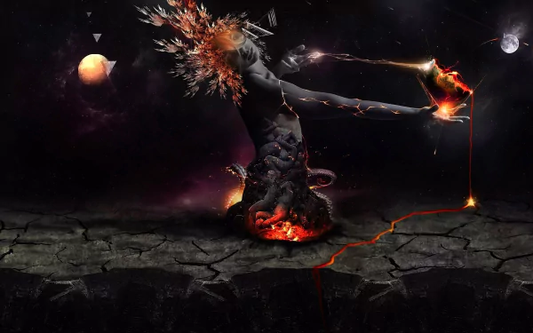 goddess volcano fantasy woman HD Desktop Wallpaper | Background Image