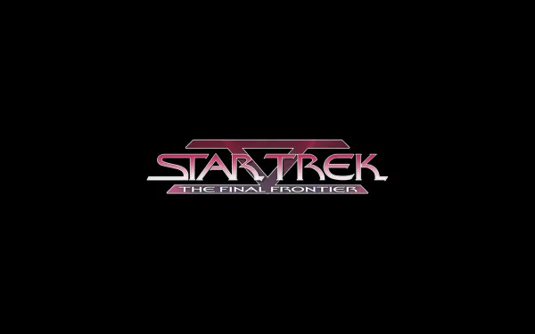 HD PC desktop wallpaper featuring the magenta Star Trek V: The Final Frontier logo centered on a black background.
