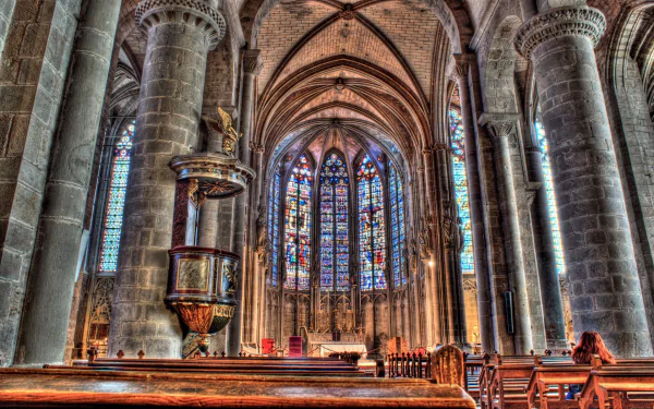 religious Basilica of St. Nazaire and St. Celse, Carcassonne HD Desktop Wallpaper | Background Image