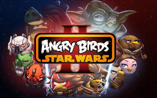 HD PC desktop wallpaper featuring Angry Birds characters styled as Star Wars heroes and villains from the video game Angry Birds: Star Wars 2.