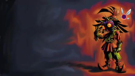 HD wallpaper featuring a character from The Legend of Zelda: Majora's Mask set against a dramatic background, showcasing vibrant colors and intricate details.