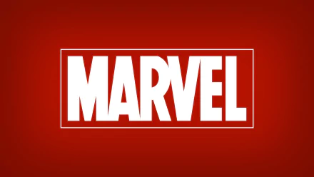 HD desktop wallpaper featuring the Marvel Comics logo in bold white letters centered on a deep red background.