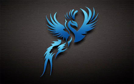 A stunning HD wallpaper featuring a stylized blue phoenix, embodying fantasy themes with intricate feather details against a sleek dark background.
