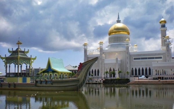Religious Sultan Omar Ali Saifuddin Mosque Mosques Bandar Seri Begawan Brunei HD Wallpaper | Background Image