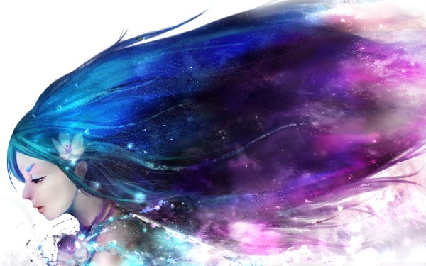 Anime Original Blue Hair Flower HD Wallpaper | Background Image