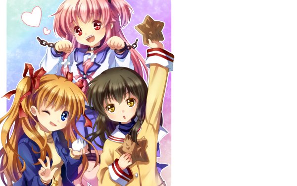 Anime Crossover Yui Fuuko Ibuki Angel Beats! Clannad Fondo de pantalla HD | Fondo de Escritorio