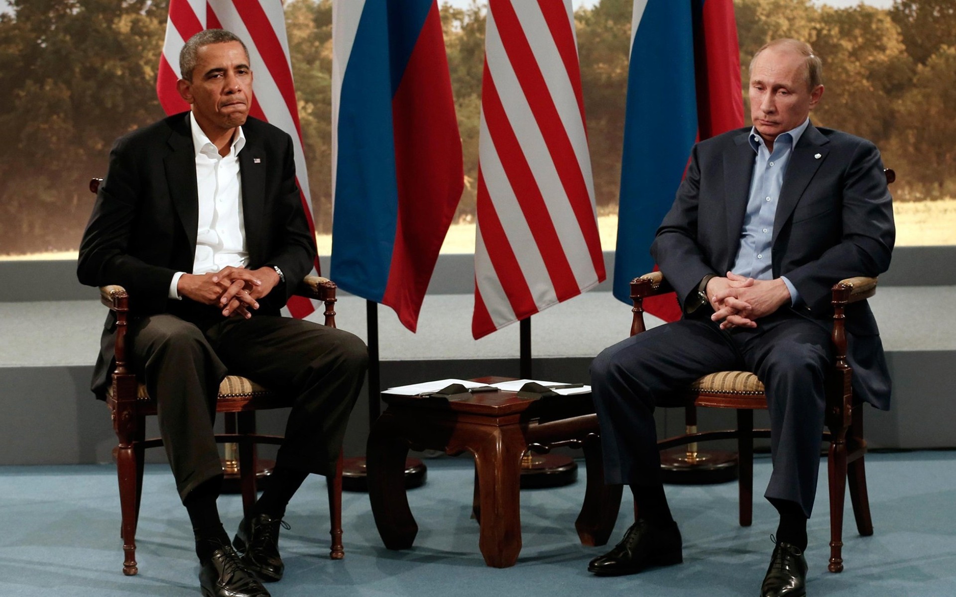 US President Barack Obama, left, and Russian President Vladimir Putin