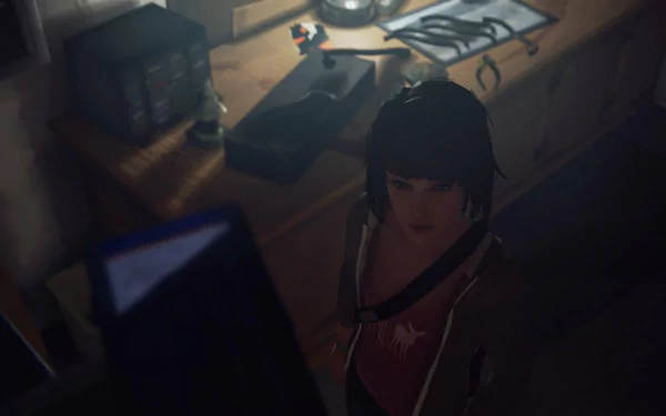 HD PC desktop wallpaper featuring Max Caulfield from the video game Life Is Strange, showcasing a moody, atmospheric scene with detailed lighting and environment.