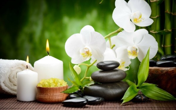Religious Zen Orchid Candle Towel HD Wallpaper | Background Image