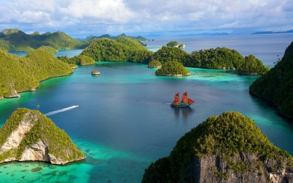 Earth Lagoon Sea Tropics Ship Indonesia Island Ocean Boat HD Wallpaper | Background Image