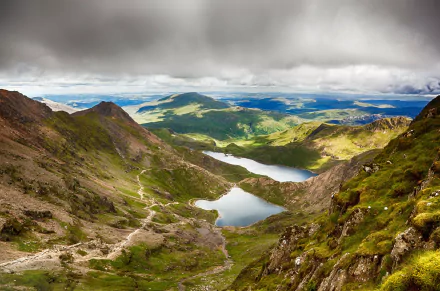 Wales snowdonia cloud lake hill mountain nature landscape HD Desktop Wallpaper | Background Image