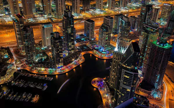 United Arab Emirates night man made Dubai HD Desktop Wallpaper | Background Image