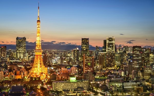 Man Made Tokyo Cities Japan Sunset Tv Tower Tokyo Tower HD Wallpaper | Background Image