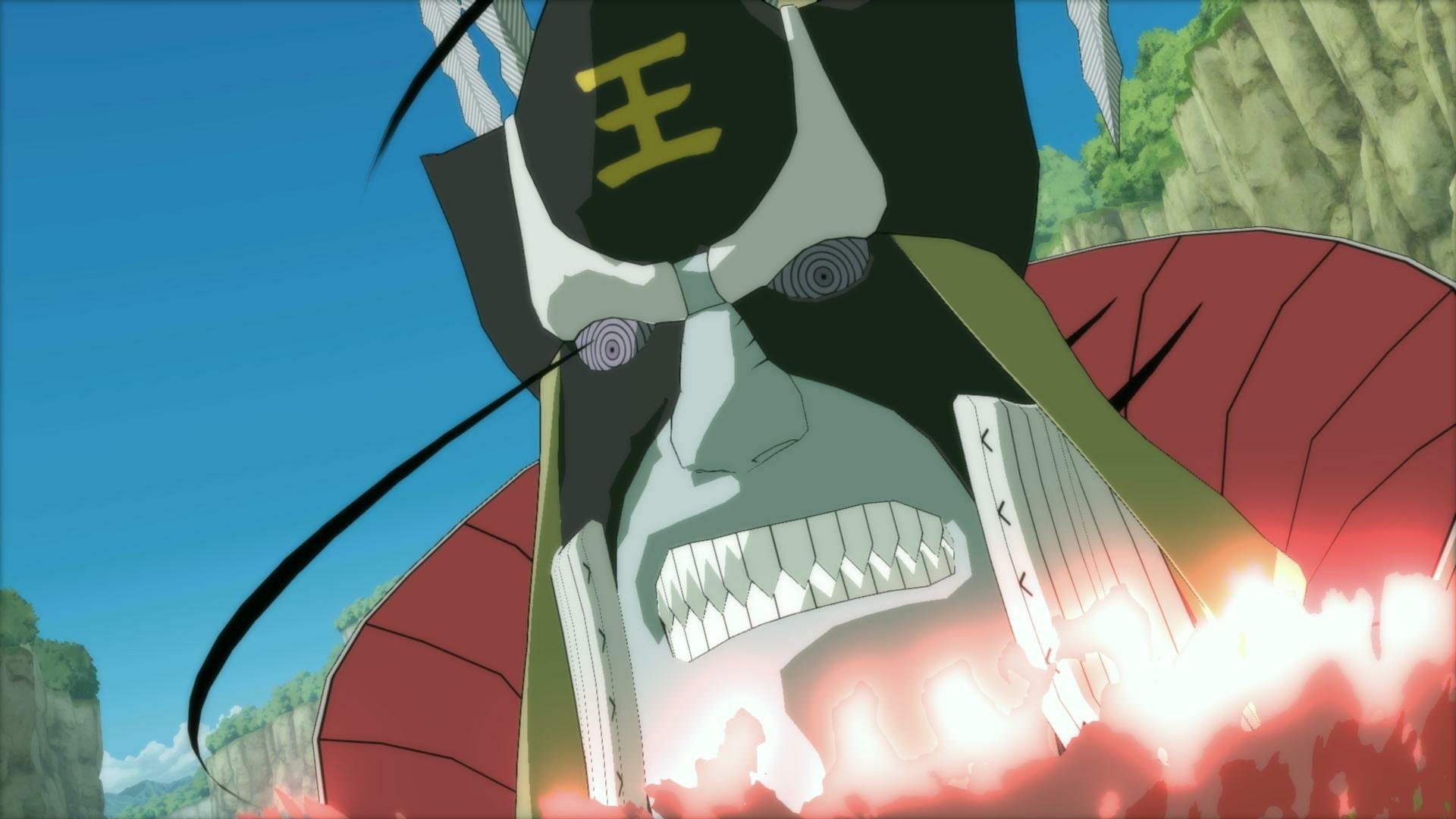 HD desktop wallpaper featuring Pain from Naruto Shippuden: Ultimate Ninja Storm Revolution, showcasing his intense expression and dynamic action against a vibrant background.