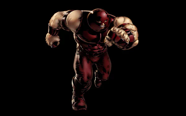 4K Ultra HD PC desktop wallpaper featuring Marvel Comics' Juggernaut charging forward against a black background in a dynamic comic-style illustration.
